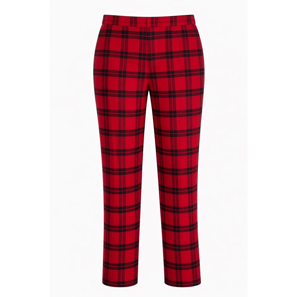 Banana Republic‎ Hayden Pant Women's Red Plaid Pull Elastic Back Slim Straight